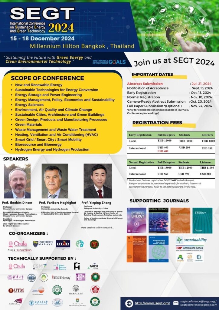  International Conference on Sustainable Energy and Green Technology 2024 (SEGT 2024)