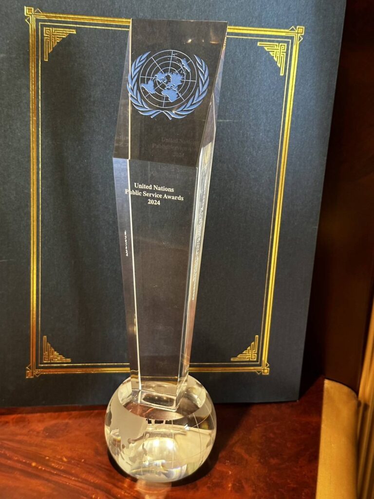 Won first prize at the United Nations Public Service Awards (UNPSA) 
for Innovation in Public Administration 2024 