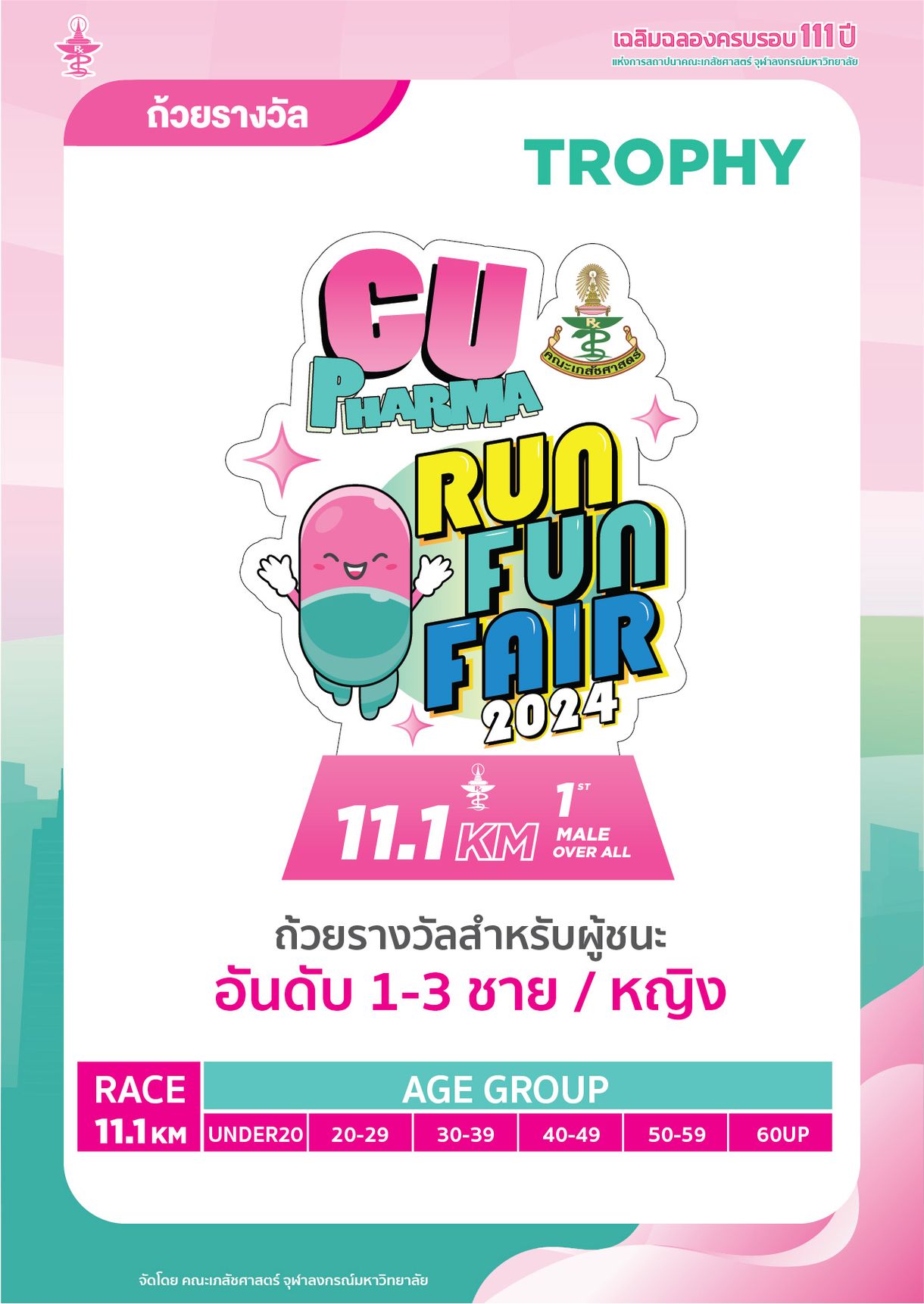 Chula’s Faculty of Pharmaceutical Sciences Invites You to Join the CU Pharma Run Fun Fair in Celebration of its 111th Anniversary 