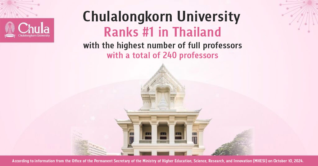 Chula Ranks #1 in Thailand with 240 Professorships—The Highest in the Nation 