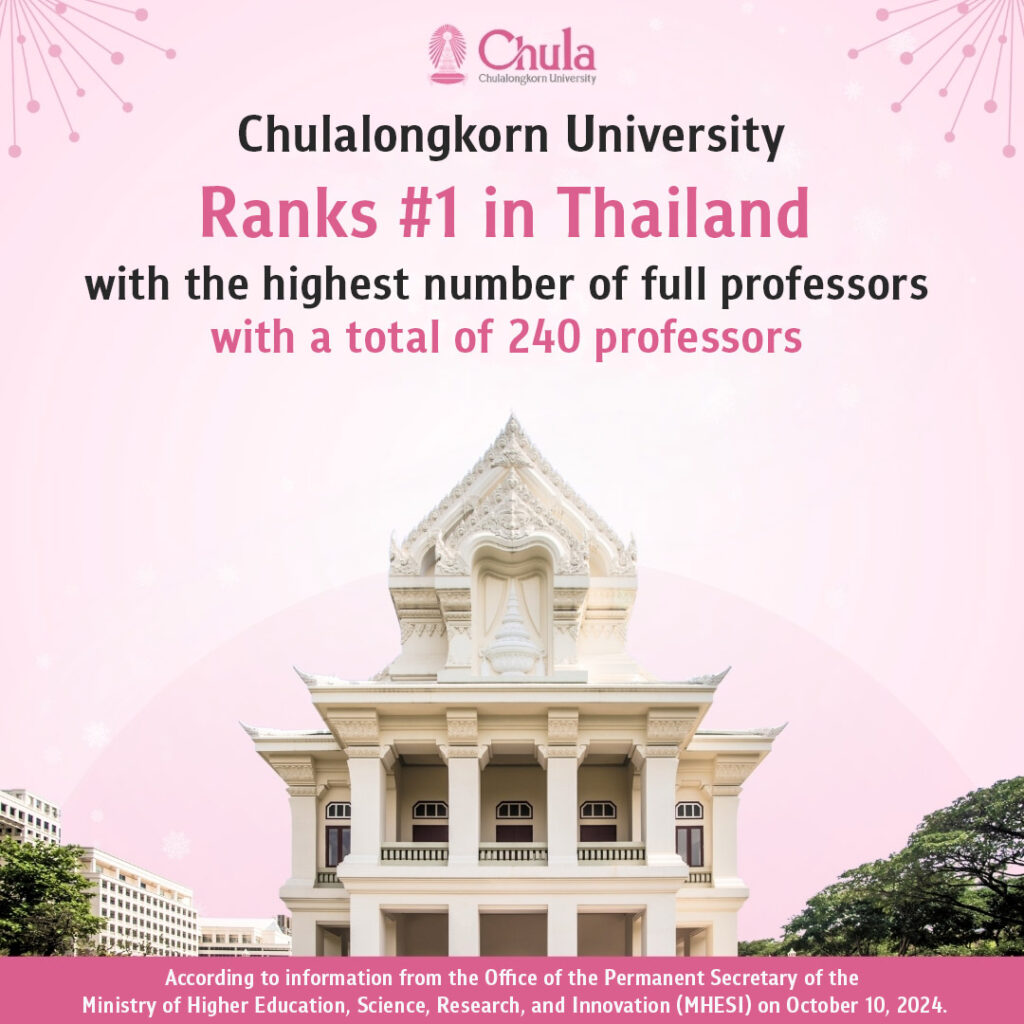 Chula Ranks #1 in Thailand with 240 Professorships—The Highest in the Nation 