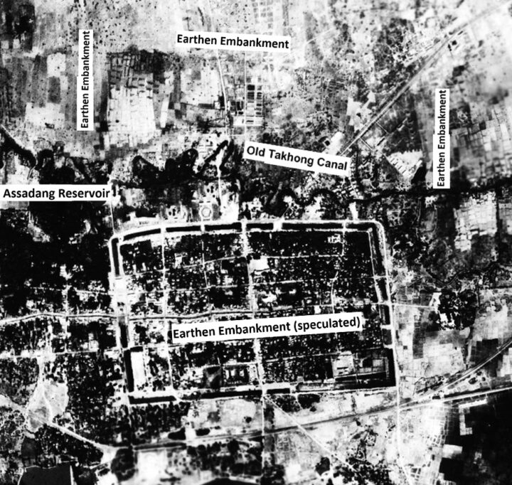 An aerial photograph taken in 1954 of the area surrounding the old city of Nakhon Ratchasima 
(Source: The Royal Thai Survey Department) 